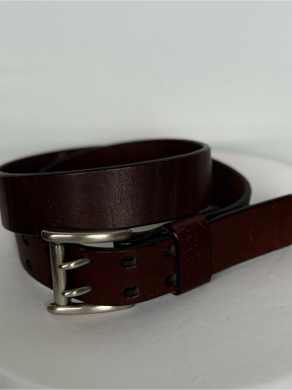 Y2K Classic Brown Two Hole Leather Men's Belt 34